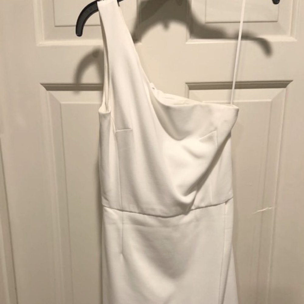 French Connection White Size 0 One Shoulder Mini Dress